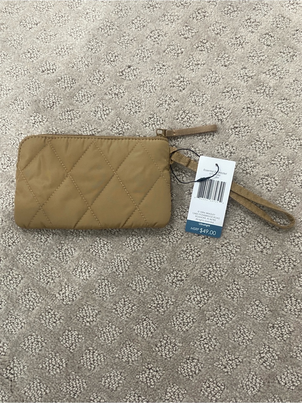 Quilted Wristlet Clutch in Tan